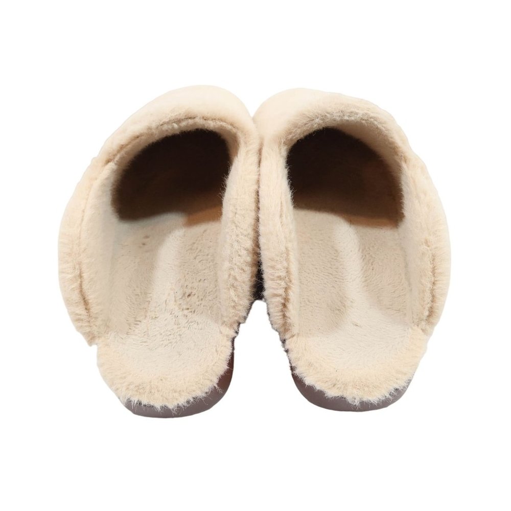 ALEGRIA Cream Faux Fur Scuff Clog Style Rubber Sole Slippers Size 9 - Picture 4 of 11